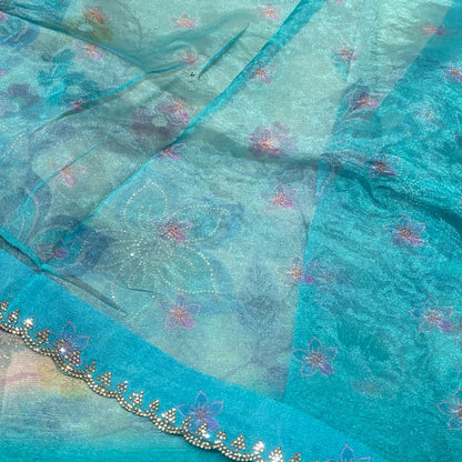 Floral Printed Organza Saree