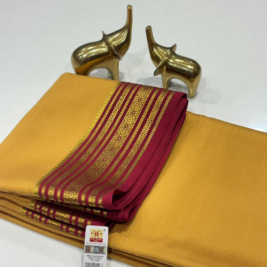Pure Mysore Silk Saree | 120 Grams | Antique Contrast Border