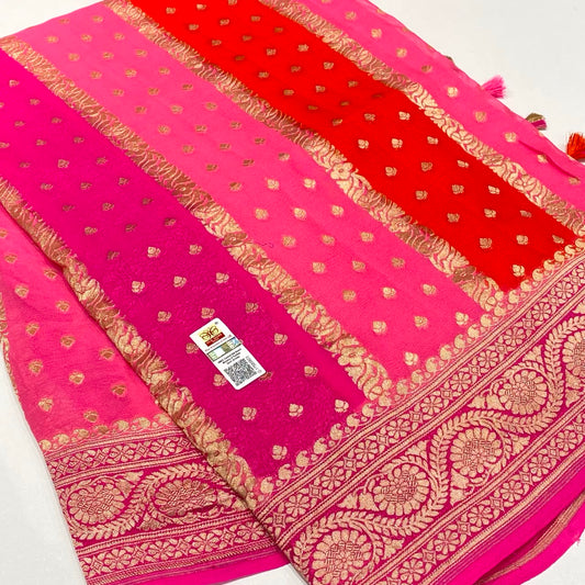 Pure Khaddi Georgette Chiffon Saree