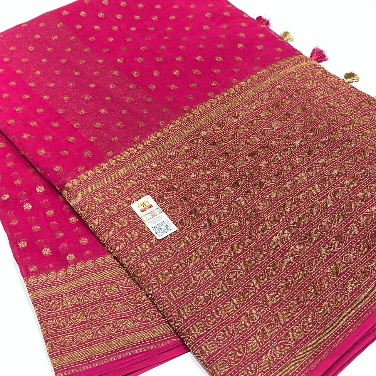 Pure Khaddi Georgette Chiffon Saree