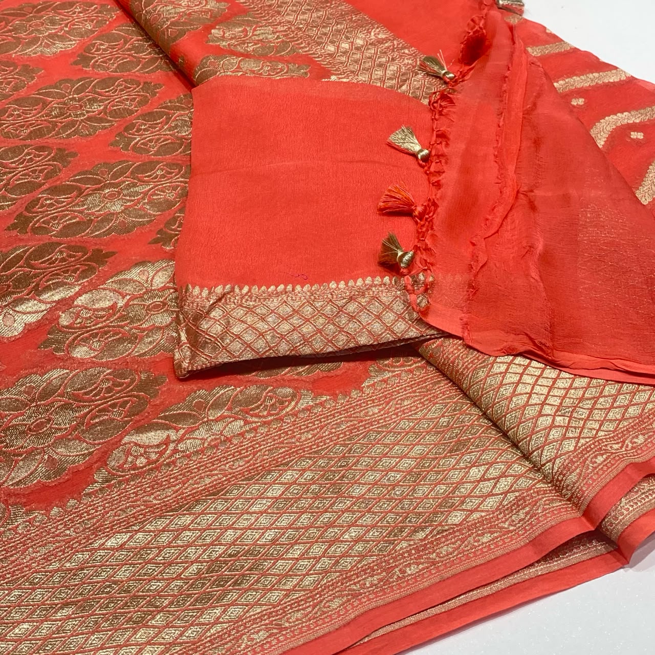 Pure Khaddi Georgette Chiffon Saree