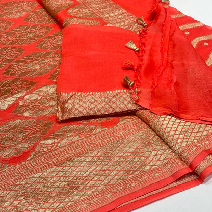 Pure Khaddi Georgette Chiffon Saree