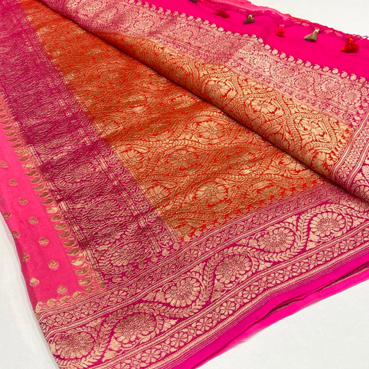 Pure Khaddi Georgette Chiffon Saree