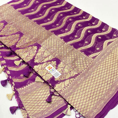 Pure Khaddi Georgette Chiffon Saree