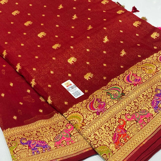 Pure Khaddi Georgette Chiffon Saree
