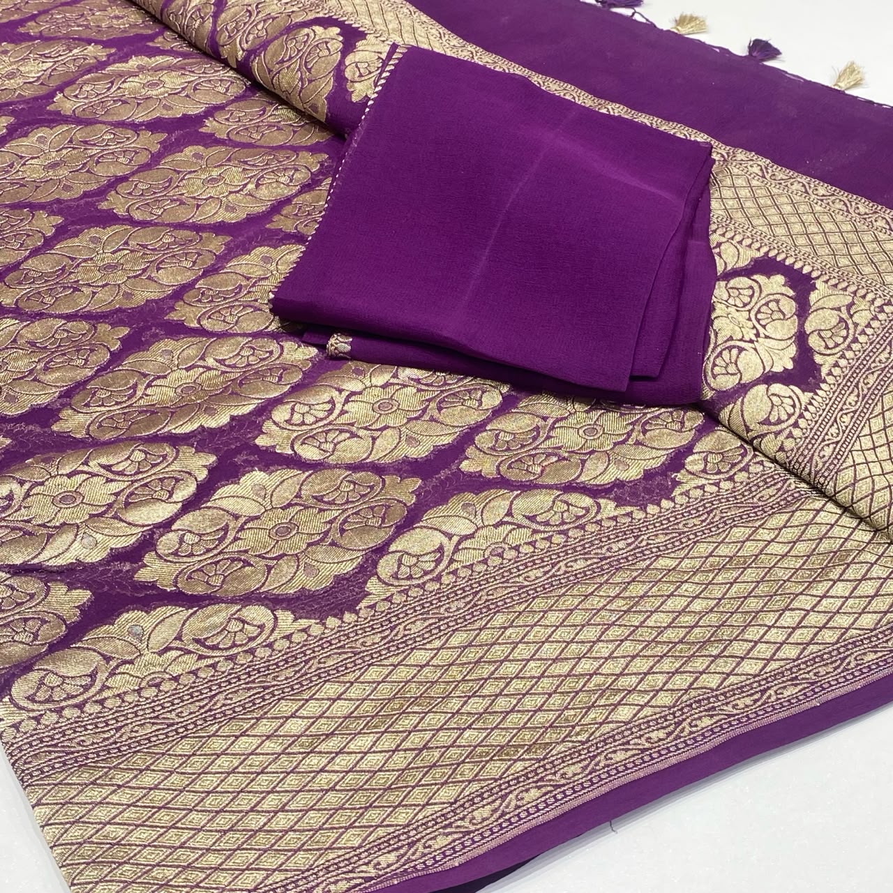 Pure Khaddi Georgette Chiffon Saree