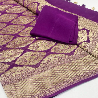 Pure Khaddi Georgette Chiffon Saree
