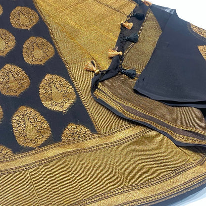 Pure Khaddi Georgette Chiffon Saree