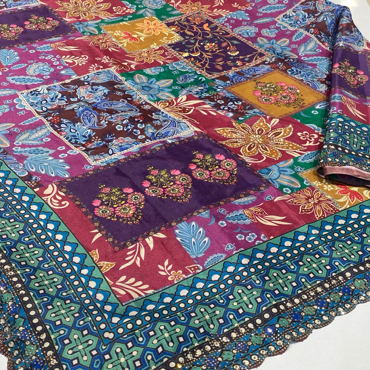 Designer Printed Chiffon Saree