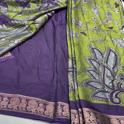 Lightweight Printed Crepe Saree | Peacock print border