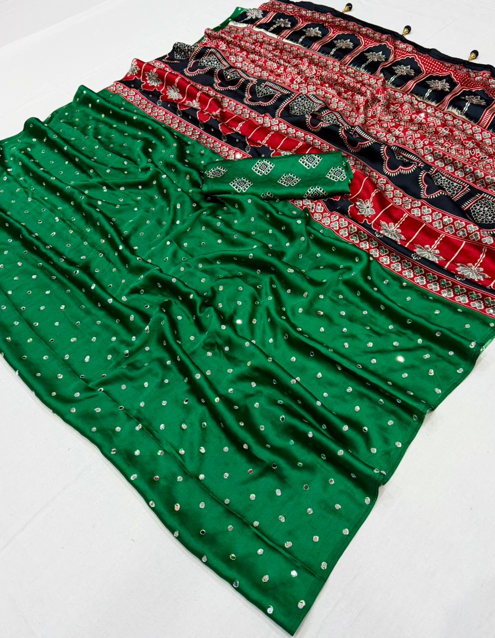 Modal Satin Ajrakh Printed Saree