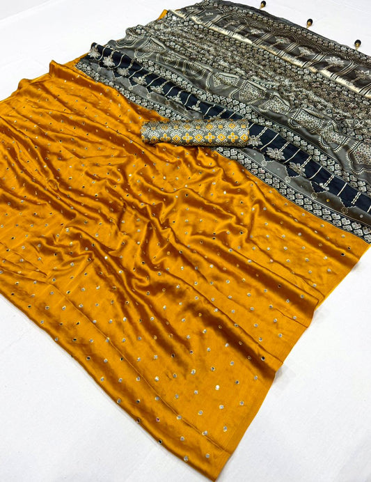 Modal Satin Ajrakh Printed Saree