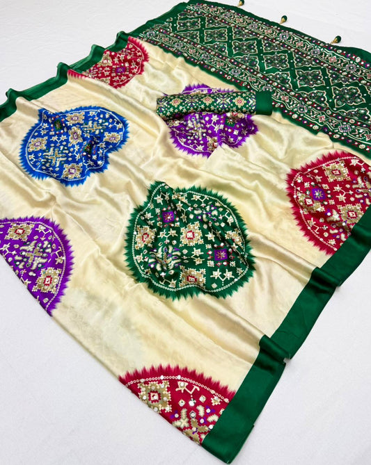 Modal Satin Ajrakh Printed Saree