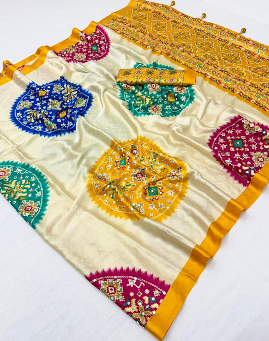 Modal Satin Ajrakh Printed Saree