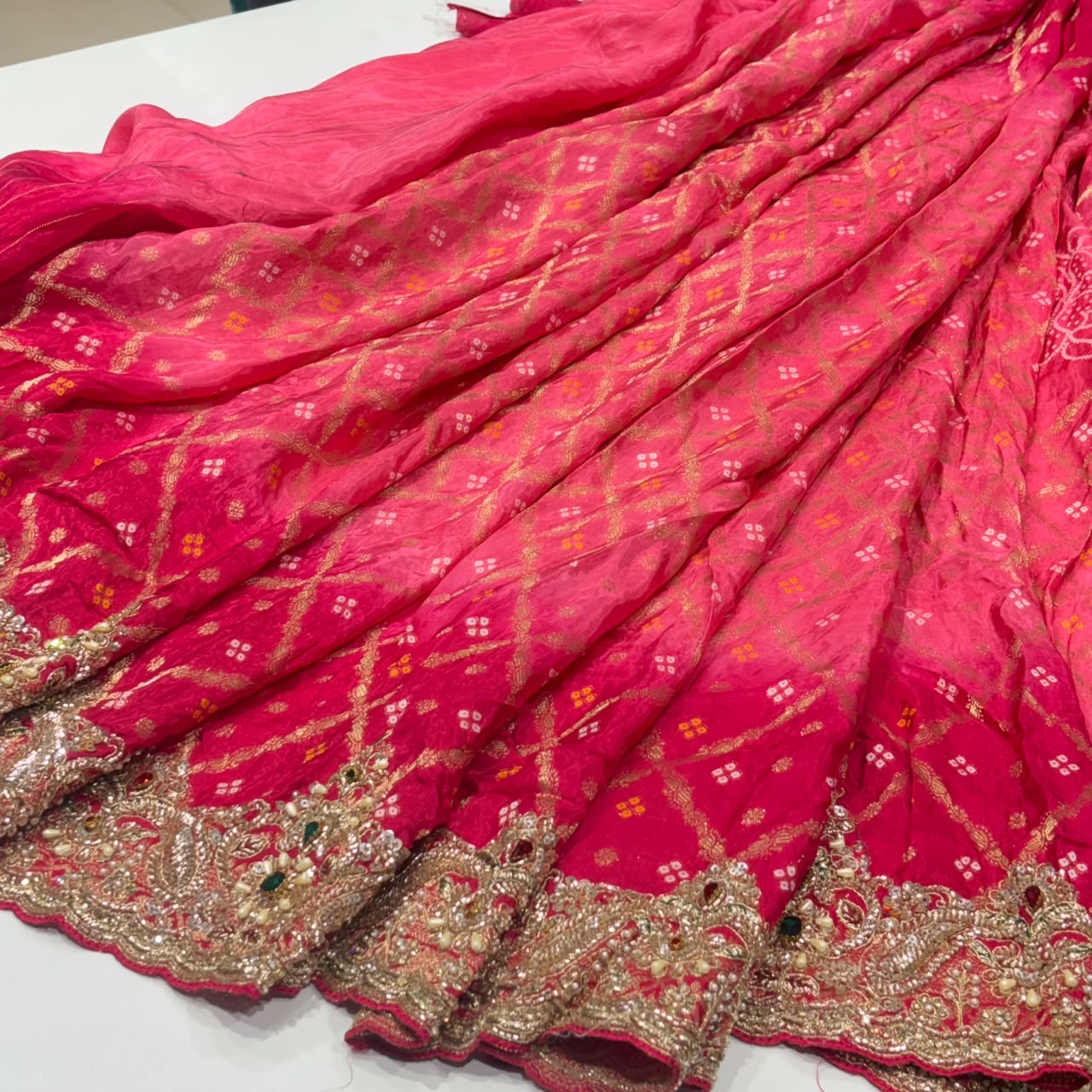 Chiffon Bandhani Banarasi Jacquard Saree