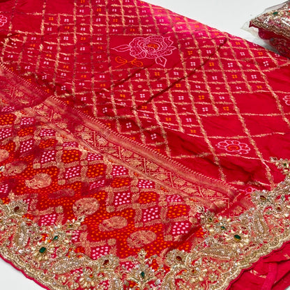 Chiffon Bandhani Banarasi Jacquard Saree