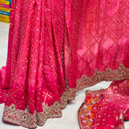 Chiffon Bandhani Banarasi Jacquard Saree