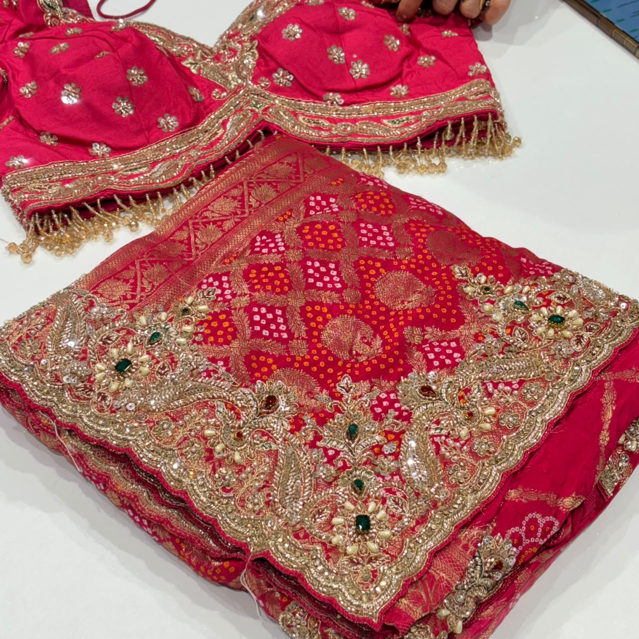 Chiffon Bandhani Banarasi Jacquard Saree