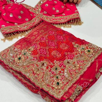 Chiffon Bandhani Banarasi Jacquard Saree