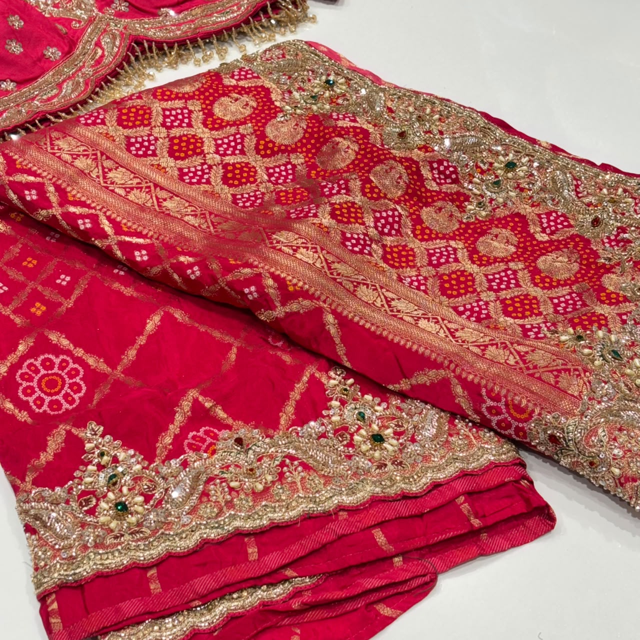 Chiffon Bandhani Banarasi Jacquard Saree