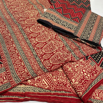 Printed Modal Crepe Saree