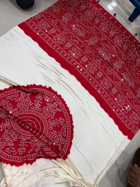 Modal Satin Bandhani Printed Saree