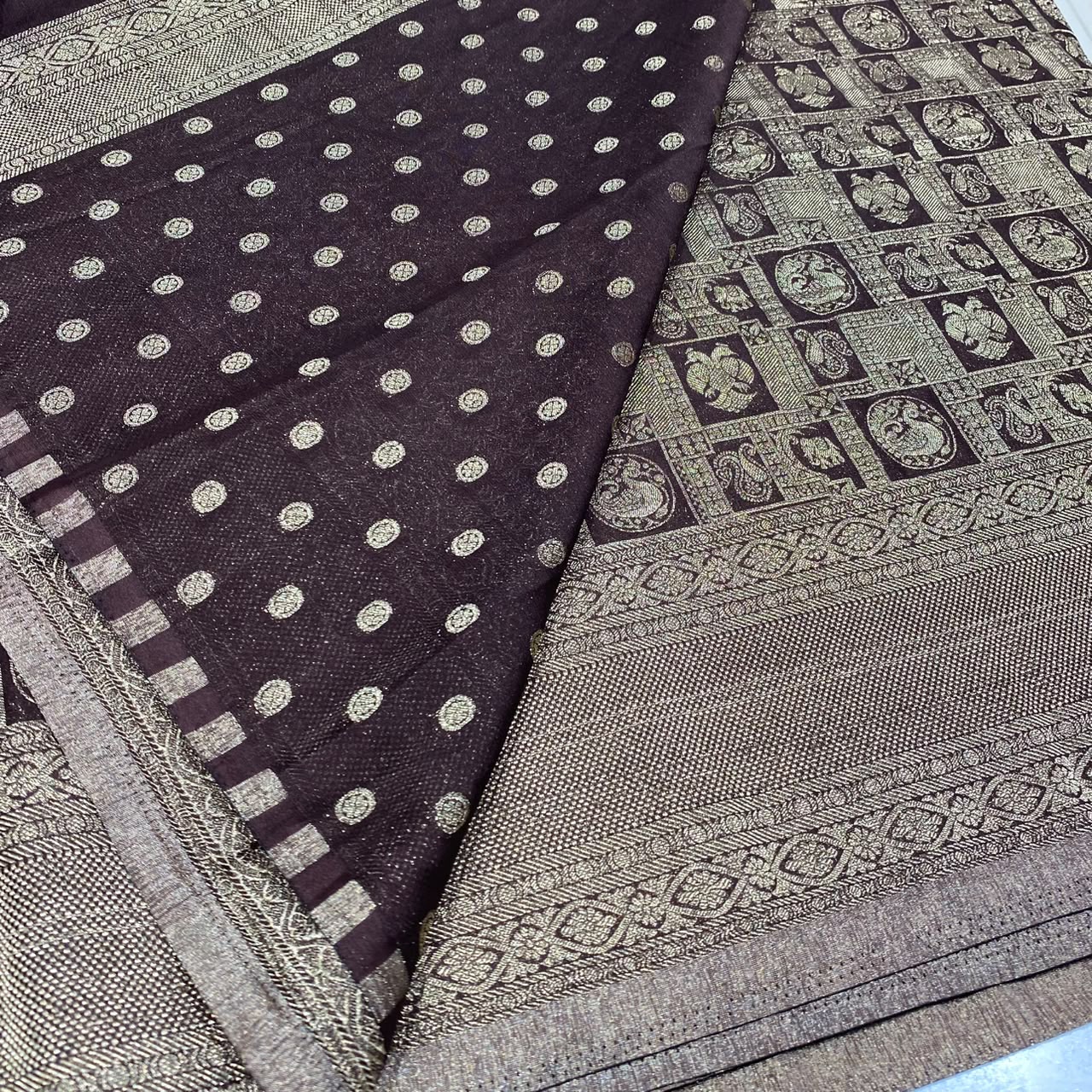 Brocade Mysore Wrinkle Crepe Saree