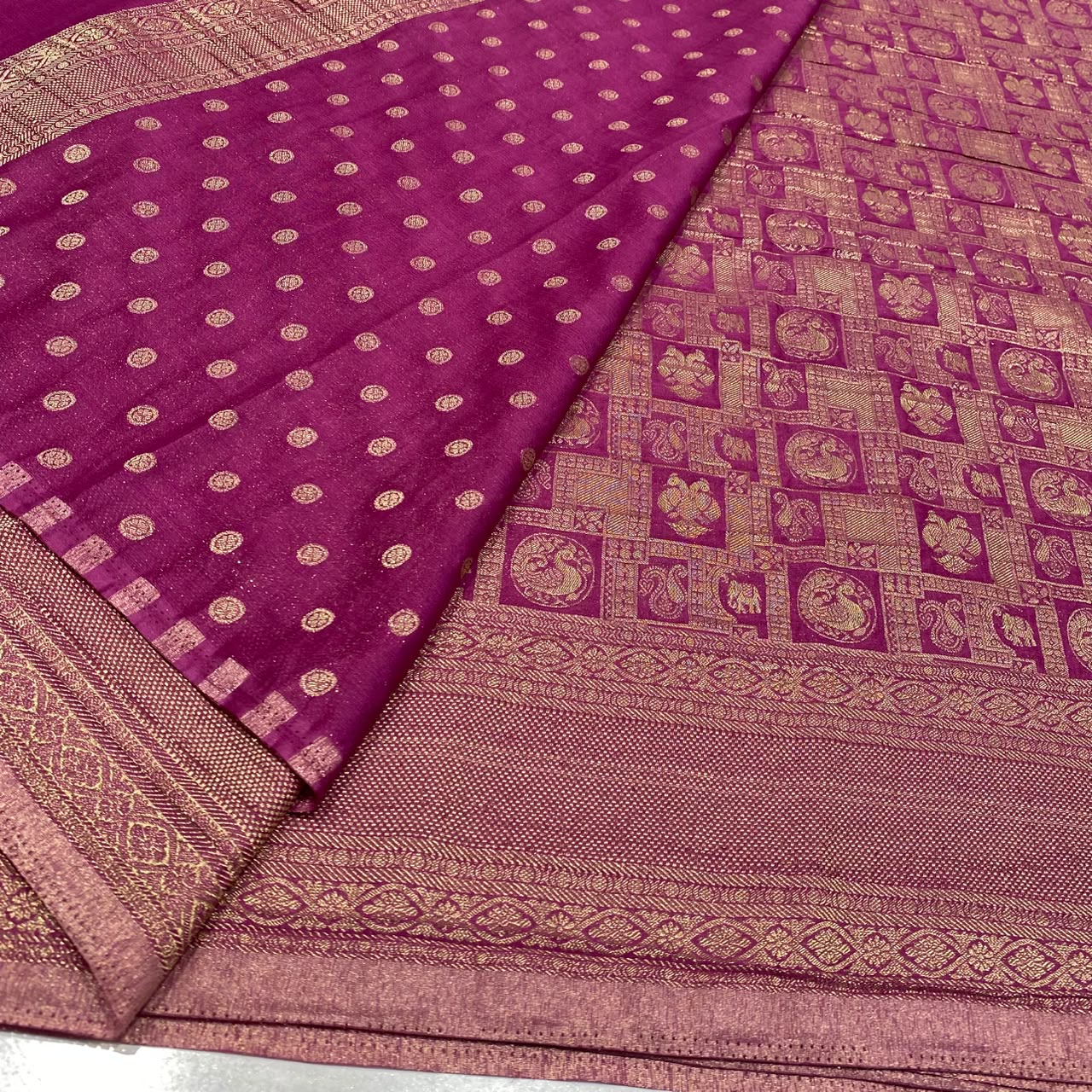 Brocade Mysore Wrinkle Crepe Saree