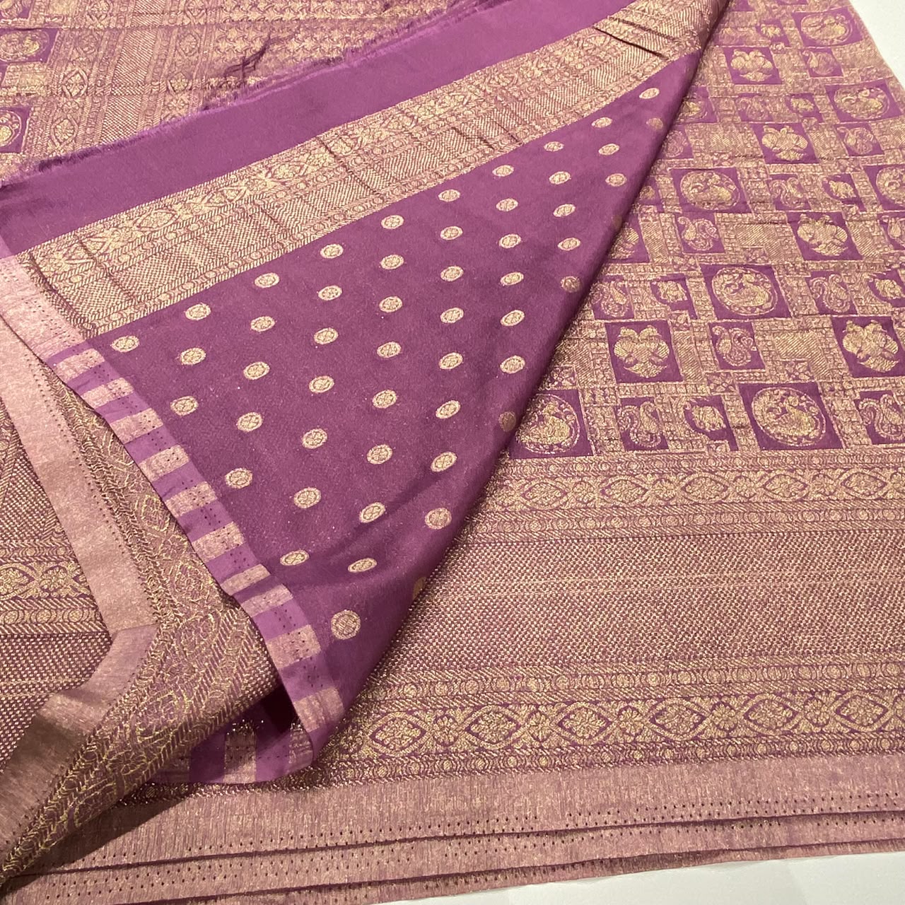 Brocade Mysore Wrinkle Crepe Saree