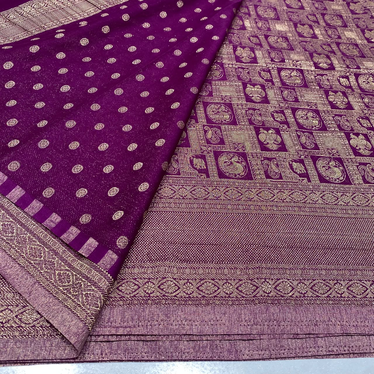 Brocade Mysore Wrinkle Crepe Saree