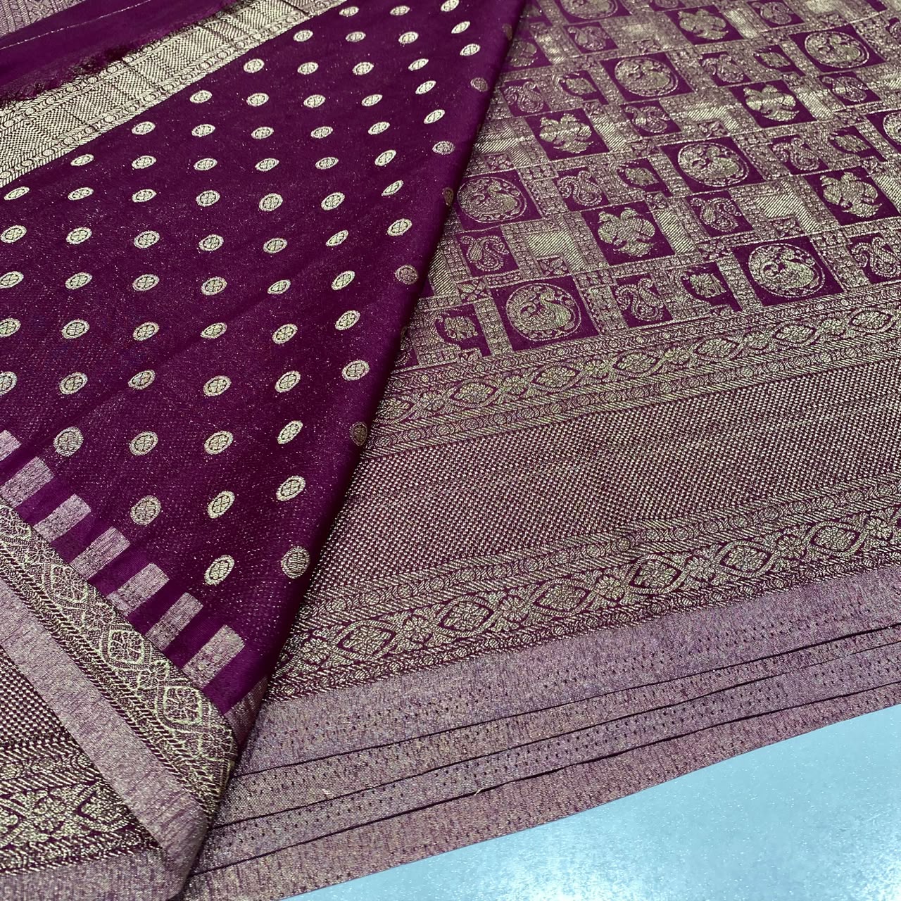 Brocade Mysore Wrinkle Crepe Saree
