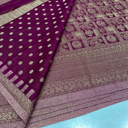 Brocade Mysore Wrinkle Crepe Saree