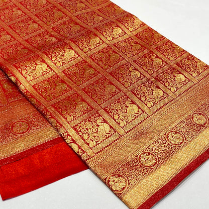 Soft Silk Semi Kanchivaram Brocade Saree