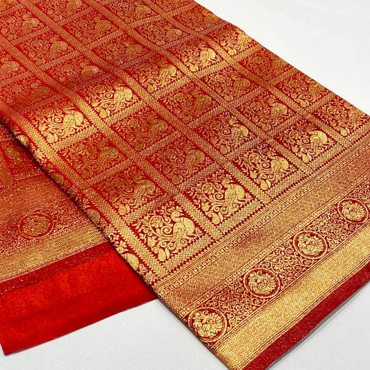 Soft Silk Semi Kanchivaram Brocade Saree