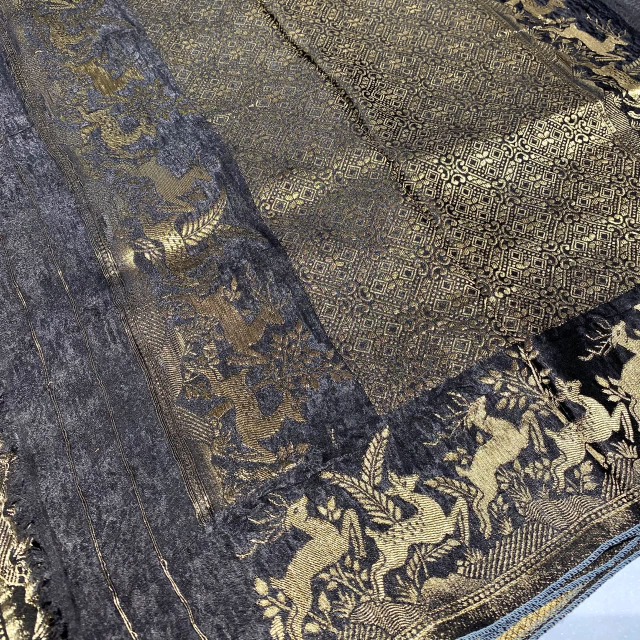 Embossed Satin Crepe Saree