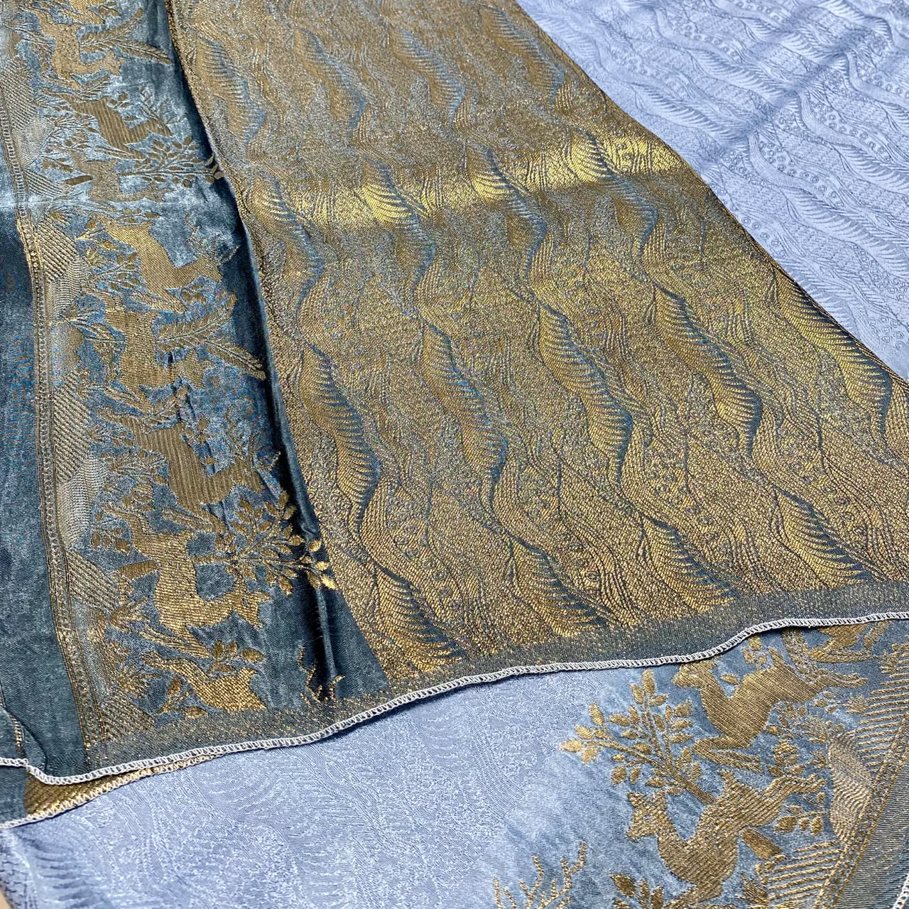 Embossed Satin Crepe Saree