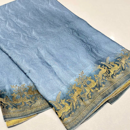 Embossed Satin Crepe Saree