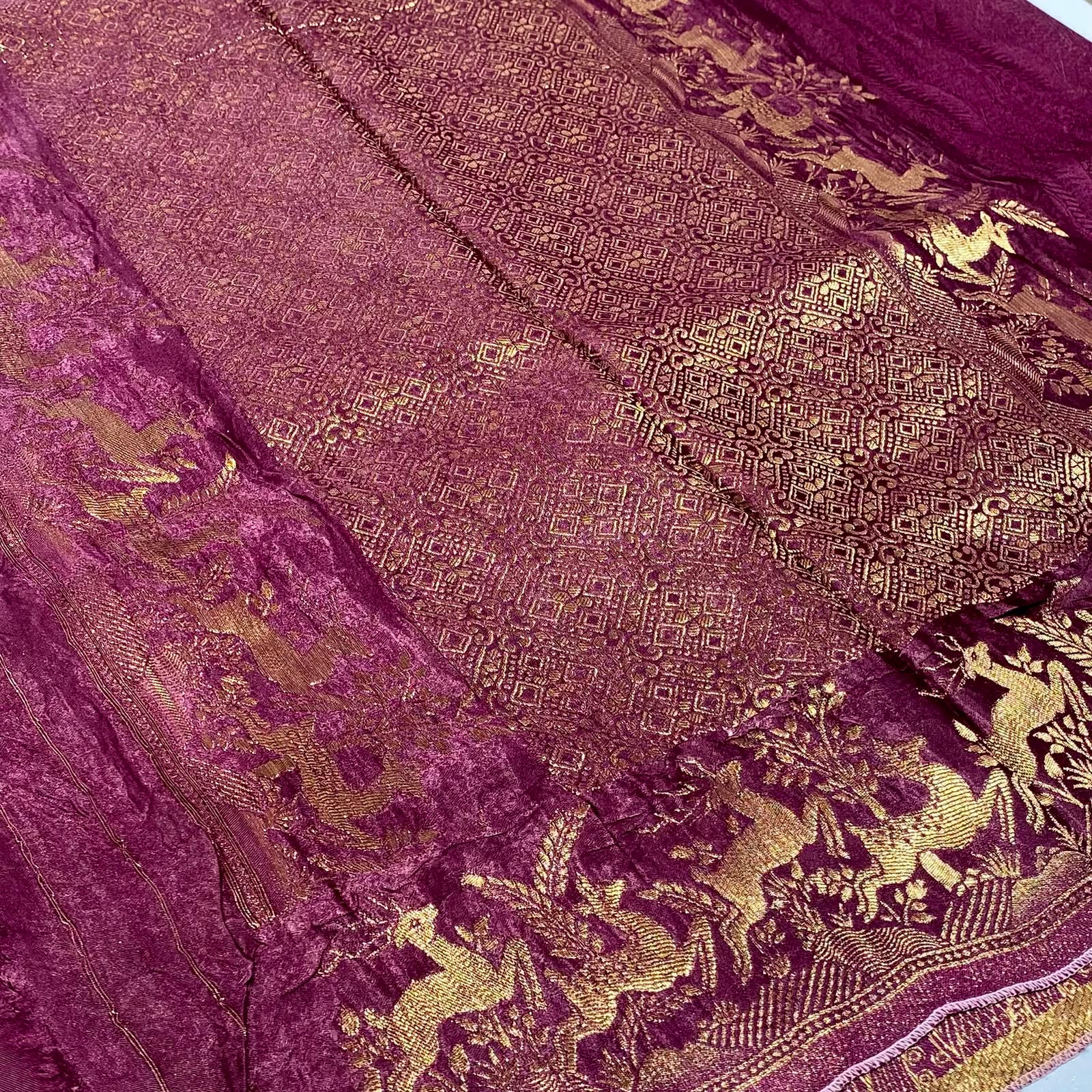 Embossed Satin Crepe Saree