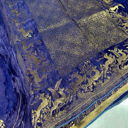 Embossed Satin Crepe Saree