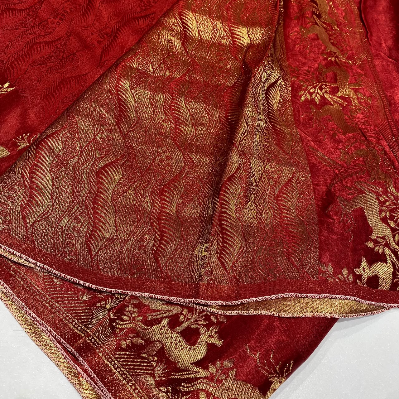 Embossed Satin Crepe Saree