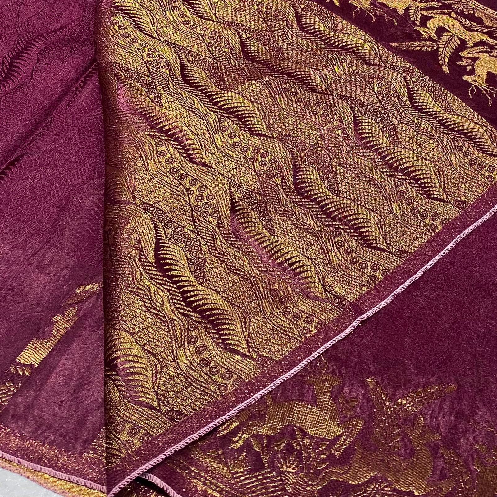 Embossed Satin Crepe Saree