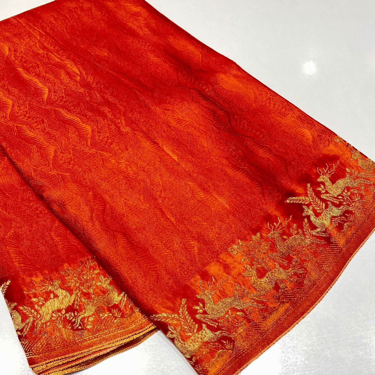 Embossed Satin Crepe Saree
