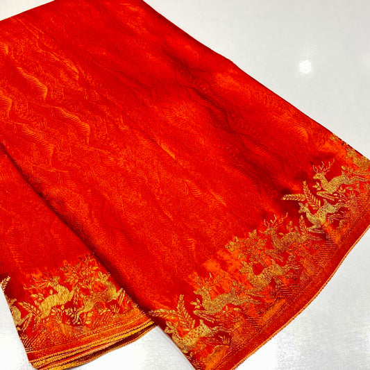 Embossed Satin Crepe Saree