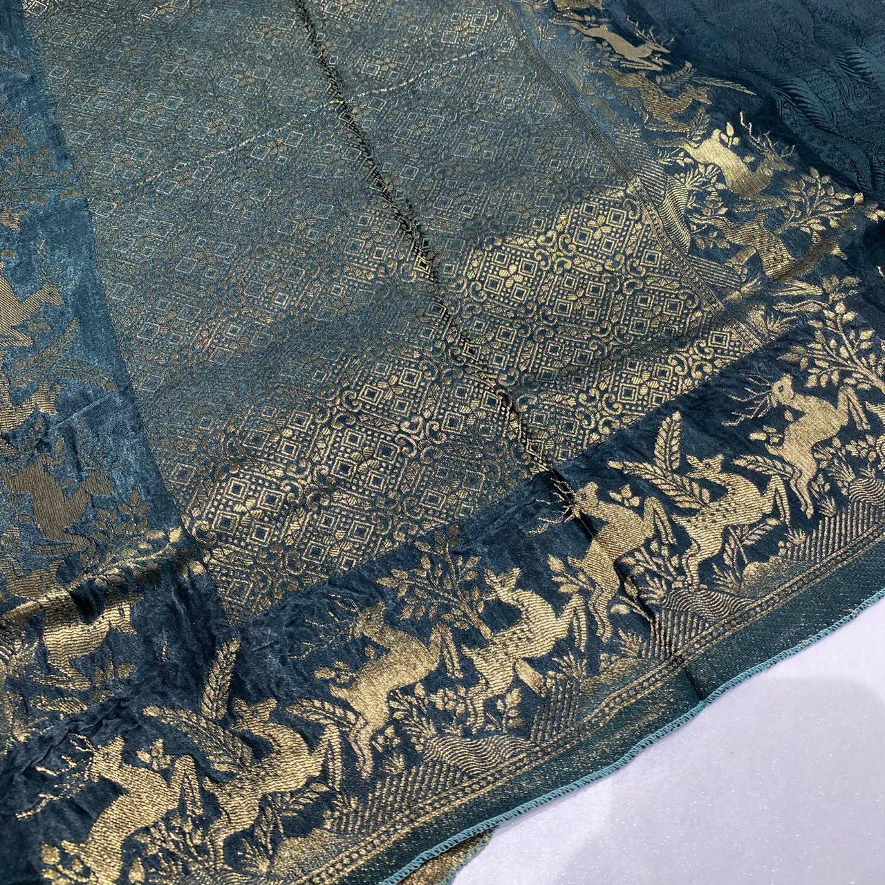 Embossed Satin Crepe Saree