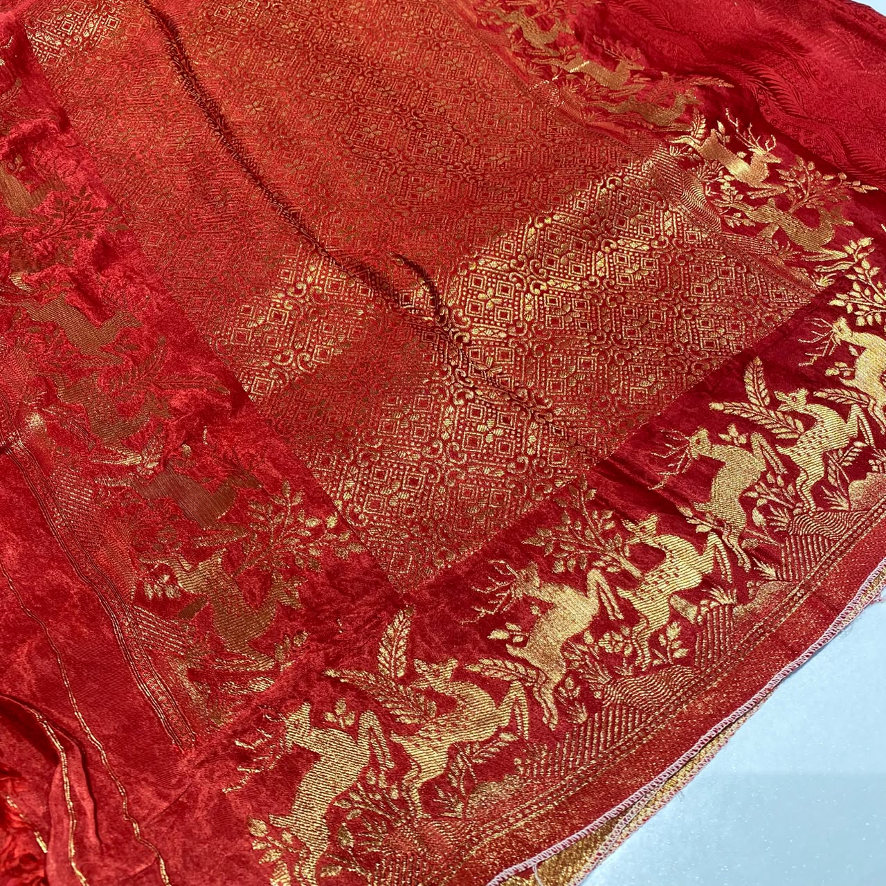 Embossed Satin Crepe Saree