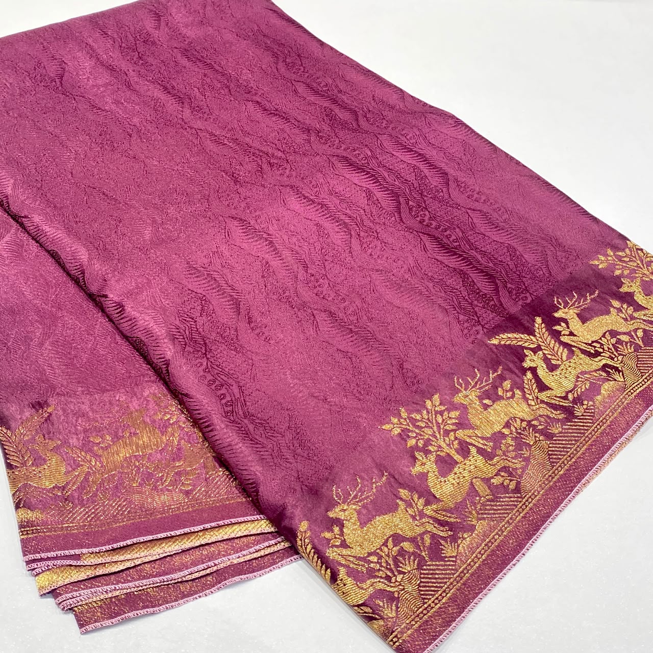 Embossed Satin Crepe Saree