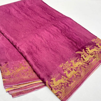 Embossed Satin Crepe Saree