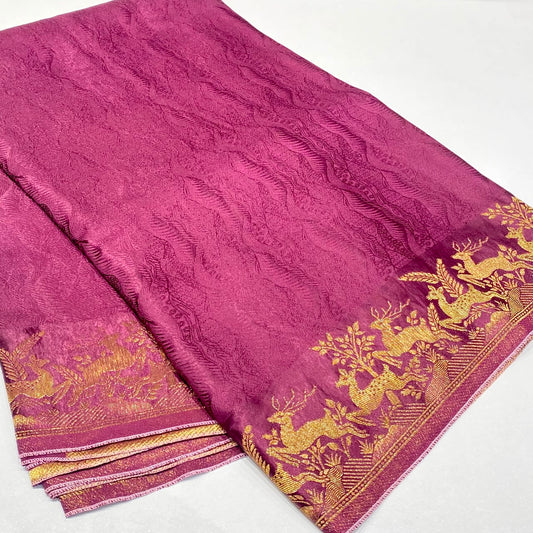 Embossed Satin Crepe Saree