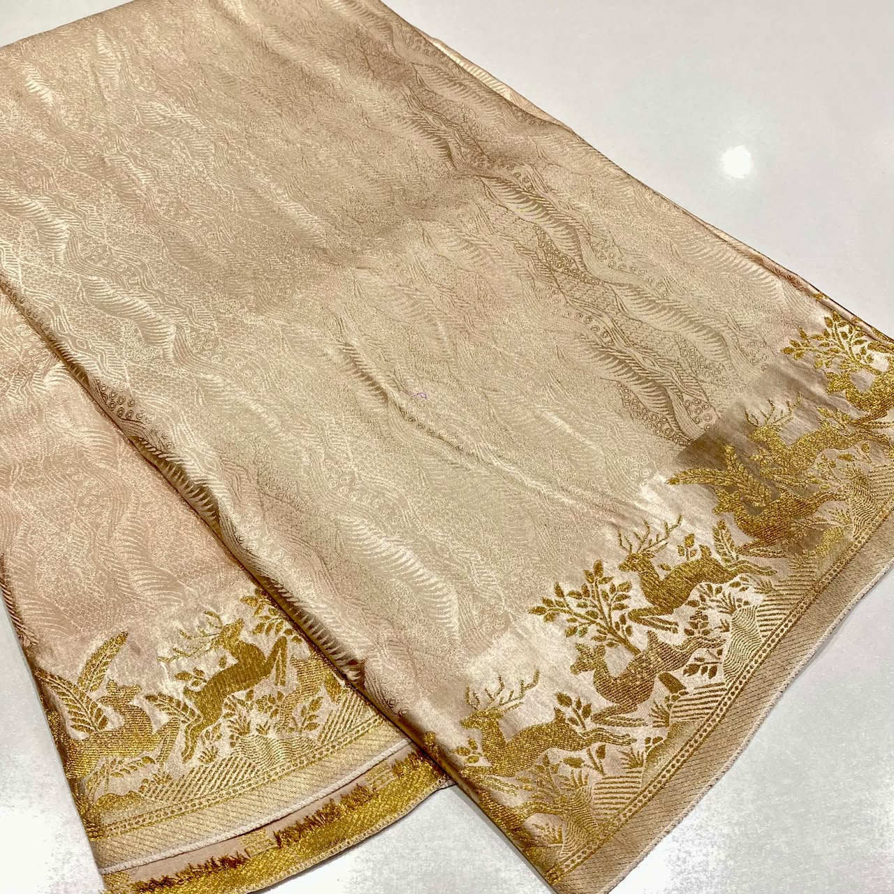 Embossed Satin Crepe Saree