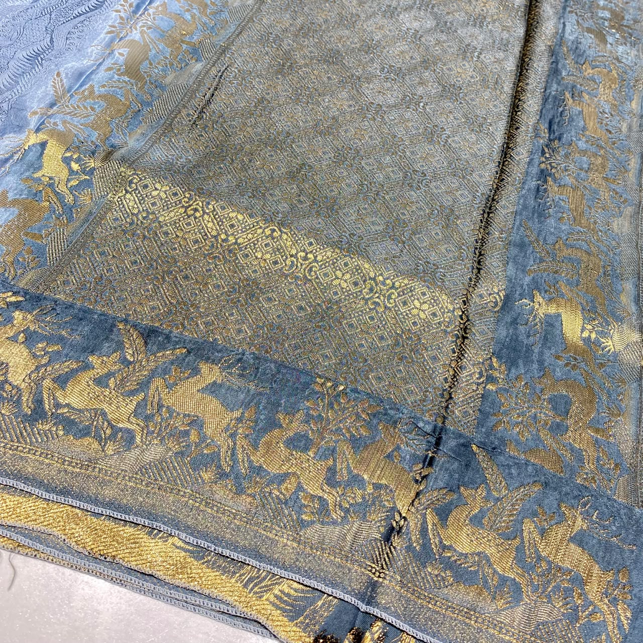 Embossed Satin Crepe Saree